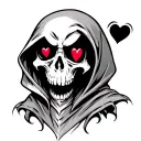 Cute grim reaper with heart eyes tattoo design idea