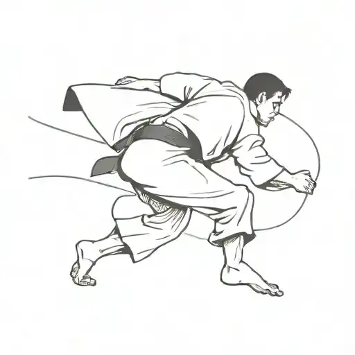 judo fighter backwards looking back tattoo design idea
