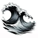 one big wave three little waves flowing tattoo design idea
