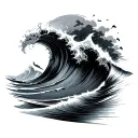 one big wave three little waves flowing tattoo design idea