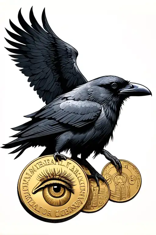 Alexander the Great Coin the all sing eye from Egypt and a raven from Nordic  tattoo design idea