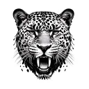 jaguar face roar front view tattoo design idea
