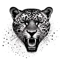 jaguar face roar front view tattoo design idea
