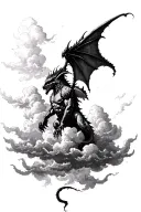 gothic gargoyle clouds storm tattoo design idea