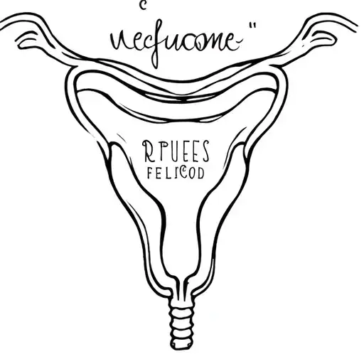 "Refugees Welcome" Uterus tattoo with text inside tattoo design idea