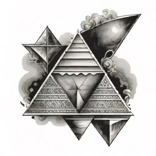 siblings of 3 pyramid/ triangle tattoo design idea