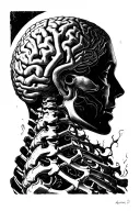 Brain nervous system spine tattoo design idea