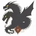 bipolar affectivity dragon two heads looking tattoo design idea