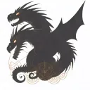 bipolar affectivity dragon two heads looking tattoo design idea