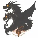 bipolar affectivity dragon two heads looking tattoo design idea