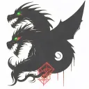 bipolar affectivity dragon two heads looking tattoo design idea