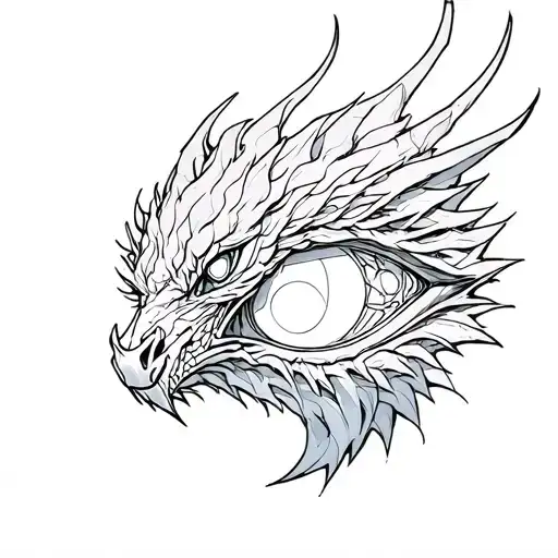 Cyberpunk dragon eye tattoo design idea