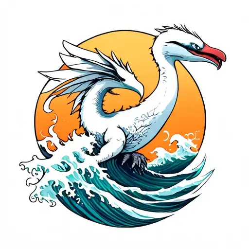 lugia with a wave tattoo design idea