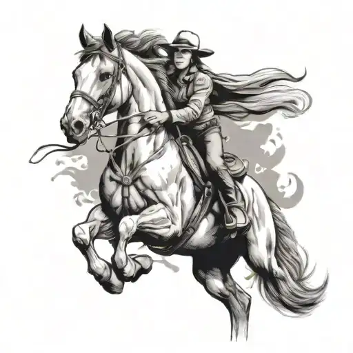 bucking horse with cowgirl tattoo design idea