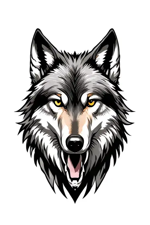 wolf head tattoo design idea
