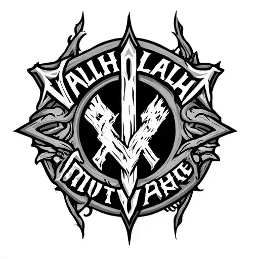 Valhalla text tattoo design idea