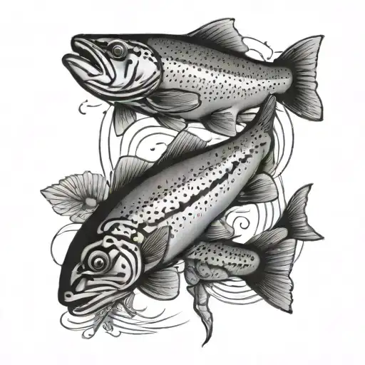 trout combined 3 crosses tattoo design idea