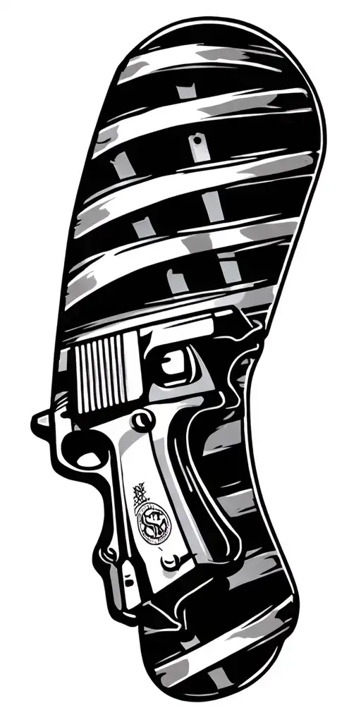 prison bars pistol ski mask money tattoo design idea