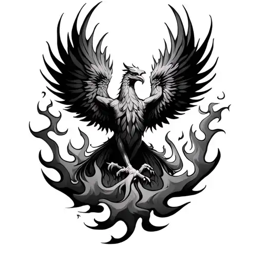 Phoenix Rising From Flames tattoo design idea