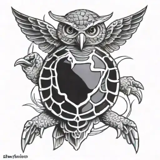 vice turtle and owl tattoo design idea