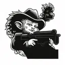 cherub with cowboy hat and lever action rifle tattoo design idea