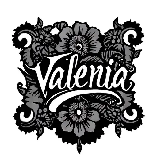 "Valeria" in chicano text with decorative elements tattoo design idea