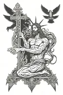 spinal cord, cancer survivor Jesus Christ is my savior beating the odds tattoo design idea