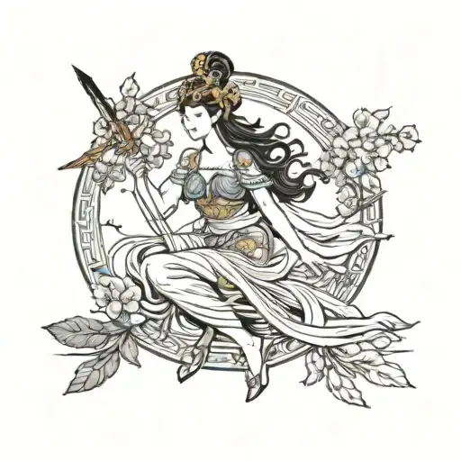 sexy athena greek goddess tattoo design idea