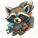 baby rocket raccoon gun tattoo design idea