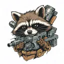 baby rocket raccoon gun tattoo design idea