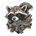 baby rocket raccoon gun tattoo design idea