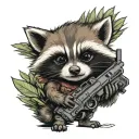 baby rocket raccoon gun tattoo design idea