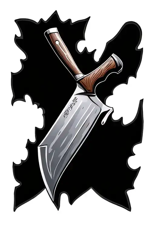 butcher knife with honing steel plated shoulder tattoo design idea