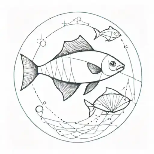 geometric design incorporating ocean fish tattoo design idea
