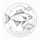 geometric design incorporating ocean fish tattoo design idea