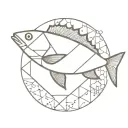 geometric design incorporating ocean fish tattoo design idea