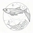 geometric design incorporating ocean fish tattoo design idea