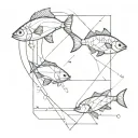 geometric design incorporating ocean fish tattoo design idea
