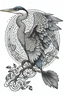 blue heron taking flight  tattoo design idea