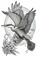 blue heron taking flight  tattoo design idea