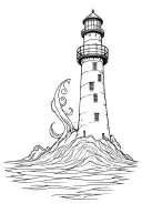 eldritch themed lighthouse with tendrils  tattoo design idea