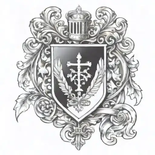 coat of arms heaven gate with holy trinity tattoo design idea