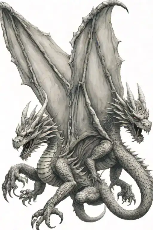 a twoheaded dragon with two wings tattoo design idea