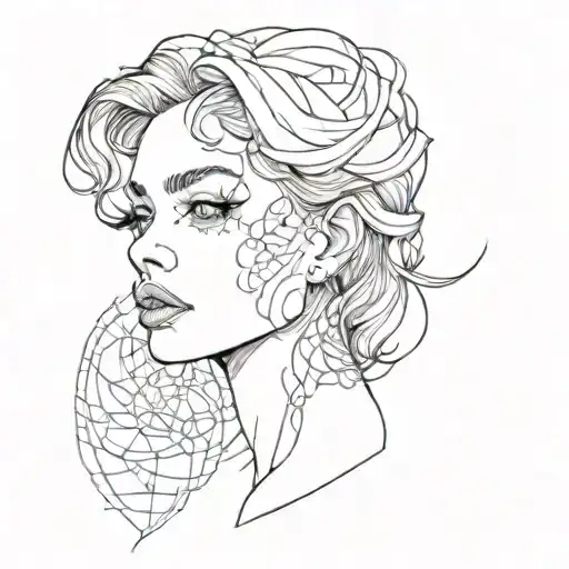 a girl with small lips tattoo design idea