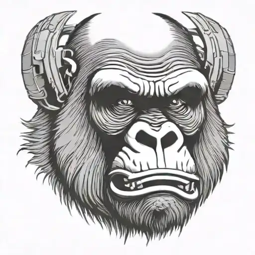 gorilla face angry tattoo design idea