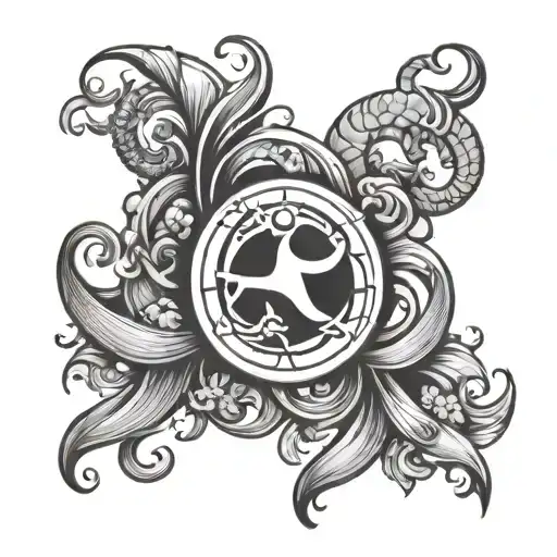 gemini and Aquarius symbol incorporated tattoo design idea