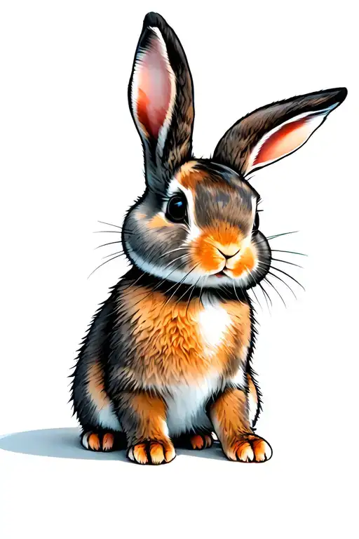 baby rabbit back sitting alone tattoo design idea