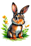 baby rabbit back sitting alone tattoo design idea