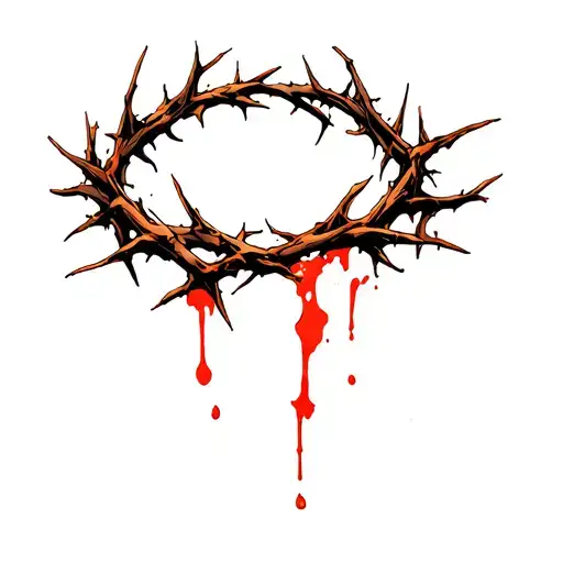 crown of thorns in blood with soft thorns coming tattoo design idea