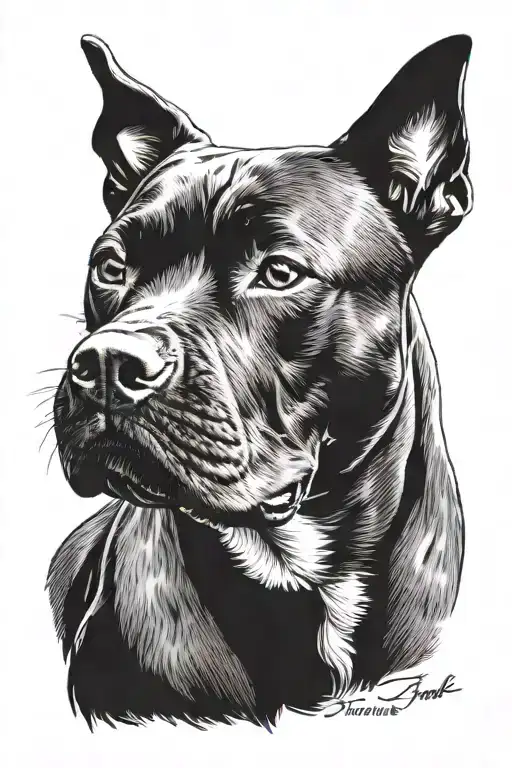 Black staffie with white spot on chest tattoo tattoo design idea